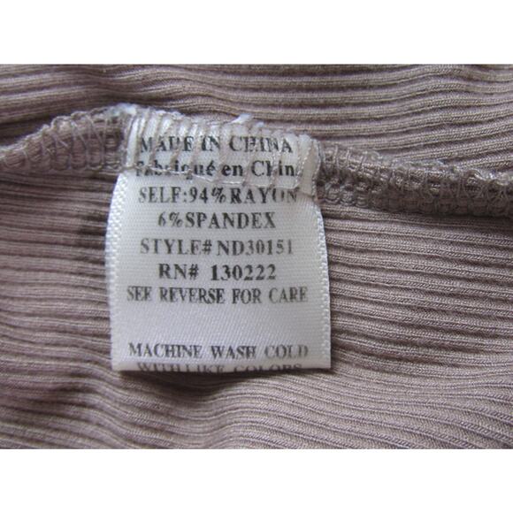 Leela & Lavendar Rayon Dress Ribbed Knit Midi sz S Neutral Raw Seam Minimalist - Picture 8 of 8